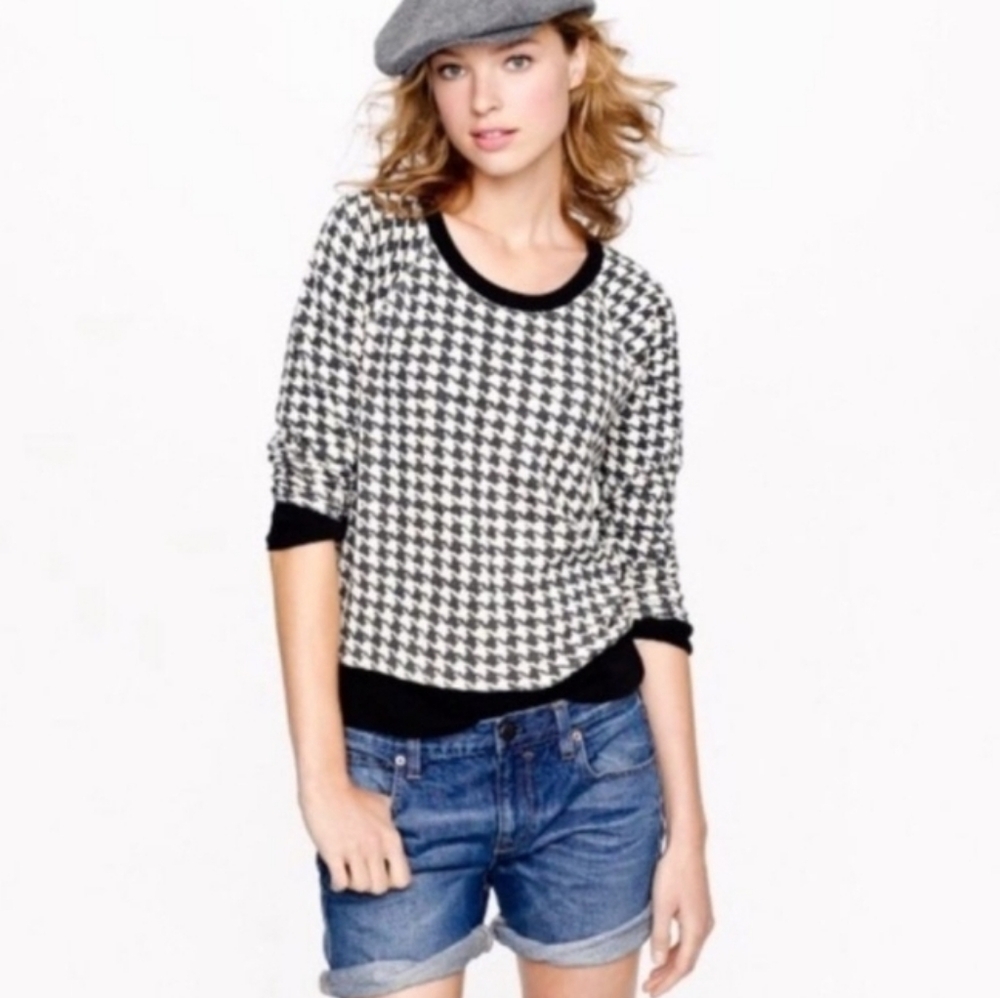 J. Crew Houndstooth Crewneck Sweatshirt Size Medium